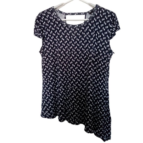 BRODY MYLES Navy and White Asymmetrical Stretchy Tunic Size XL - Picture 1 of 2